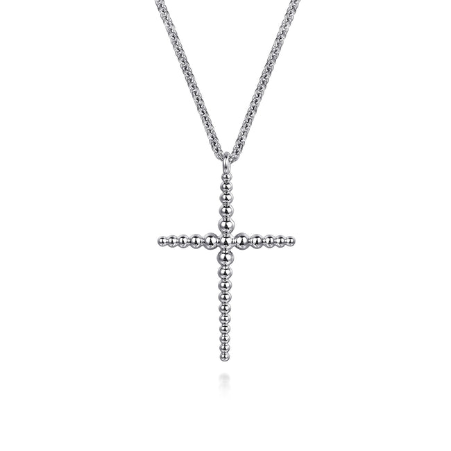 925 Sterling Silver Bujukan Beads Cross Pendant Necklace