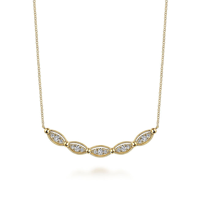 14K Yellow Gold Bujukan Diamond Bar Necklace