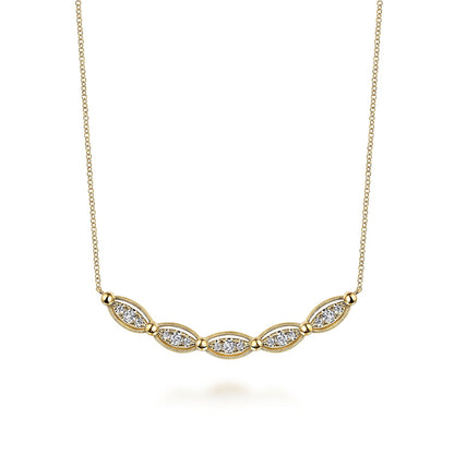14K Yellow Gold Bujukan Diamond Bar Necklace