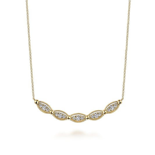 14K Yellow Gold Bujukan Diamond Bar Necklace