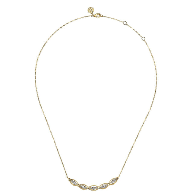 14K Yellow Gold Bujukan Diamond Bar Necklace