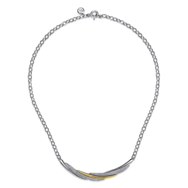 925 Sterling Silver and 14K Yellow Gold Bujukan Multiple Row Bar Necklace