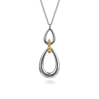925 Sterling Silver and 14K Yellow Gold Bujukan Teardrop Necklace