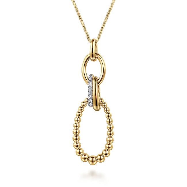 14K Yellow Gold Bujukan Diamond Link Pendant Necklace