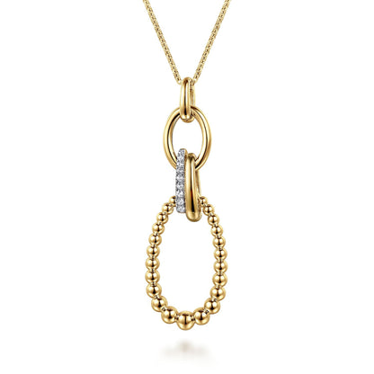 14K Yellow Gold Bujukan Diamond Link Pendant Necklace