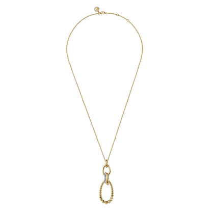 14K Yellow Gold Bujukan Diamond Link Pendant Necklace
