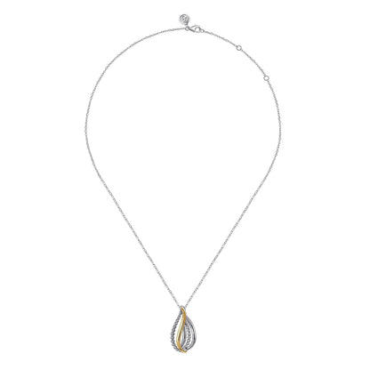 925 Sterling Silver and 14K Yellow Gold Bujukan Multiple Row Teardrop Pendant Necklace