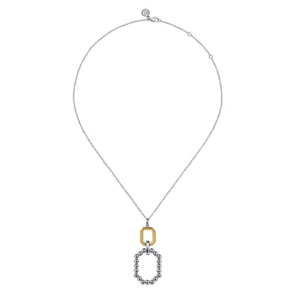 925 Sterling Silver and 14K Yellow Gold Octagon Bujukan Drop Pendant Necklace