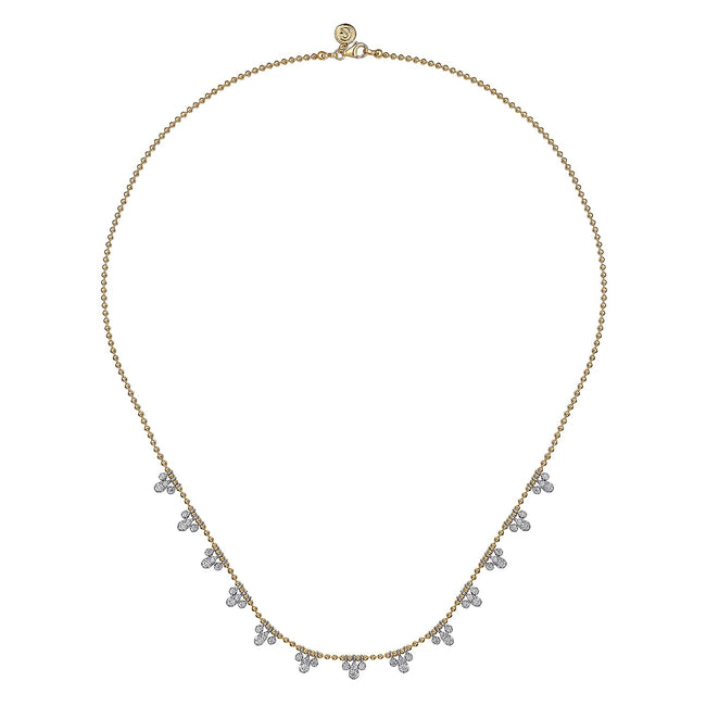 14K White & Yellow Gold Bujukan Diamond Droplet Necklace