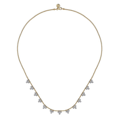 14K White & Yellow Gold Bujukan Diamond Droplet Necklace