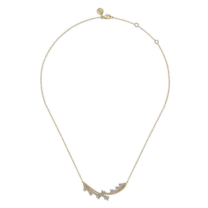 14K White & Yellow Gold Bujukan and Diamond Bar Necklace