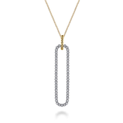 14K White & Yellow Gold Bujukan Beads and Diamond Pendant Necklace