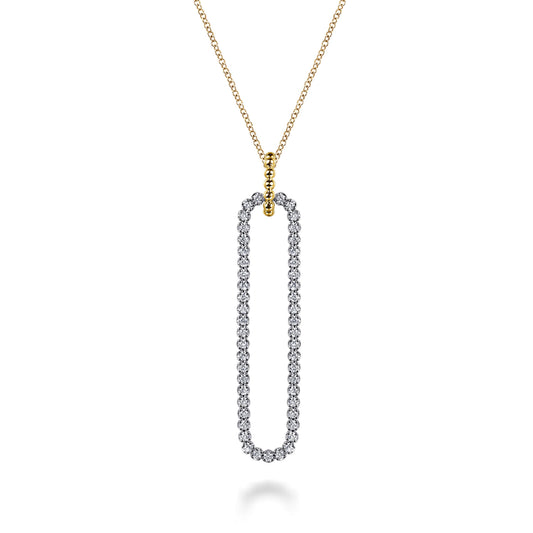 14K White & Yellow Gold Bujukan Beads and Diamond Pendant Necklace