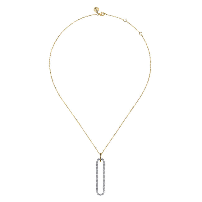 14K White & Yellow Gold Bujukan Beads and Diamond Pendant Necklace