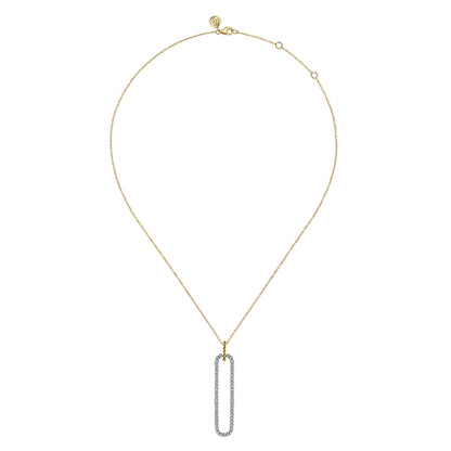 14K White & Yellow Gold Bujukan Beads and Diamond Pendant Necklace