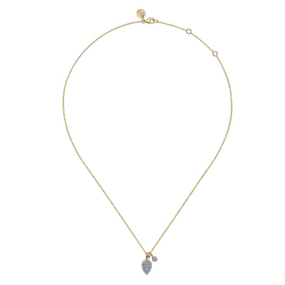 14K White & Yellow Gold Double Diamond Pendant Necklace