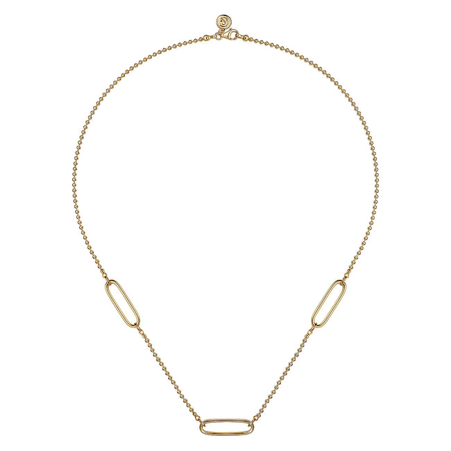 14K Yellow Plain Gold Bujukan and Link Station Necklace