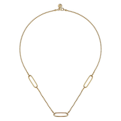 14K Yellow Plain Gold Bujukan and Link Station Necklace