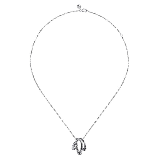 925 Sterling Silver Bujukan and White Sapphire Twisted Pendant Necklace