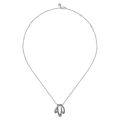 925 Sterling Silver Bujukan and White Sapphire Twisted Pendant Necklace