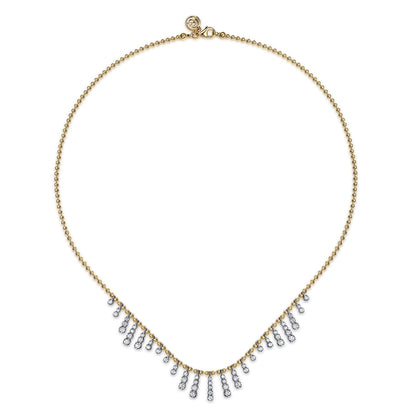 14K White & Yellow Gold Graduating Diamond Droplet Necklace