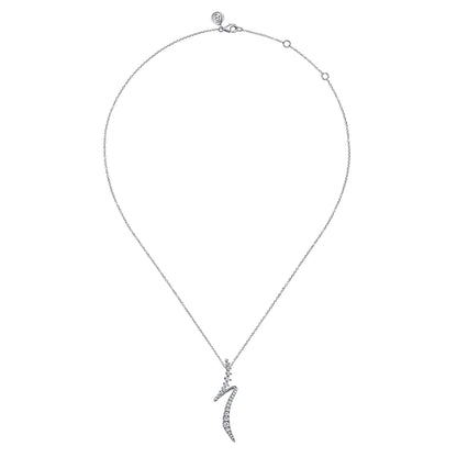 14K White Gold Graduating Diamond Bypass Pendant Necklace