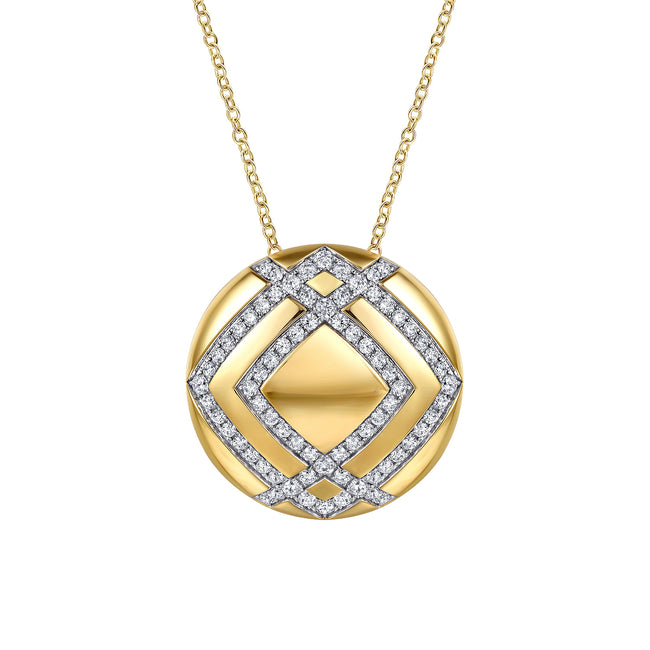 18K Yellow Gold Diamond Pendant Necklace