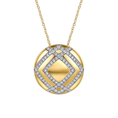 18K Yellow Gold Diamond Pendant Necklace