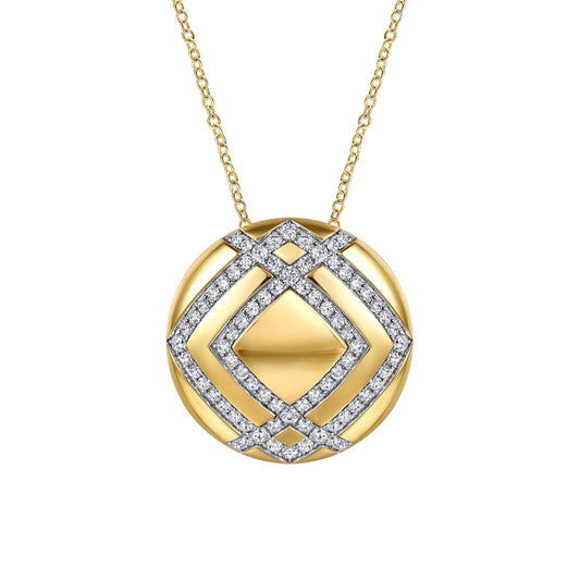 18K Yellow Gold Diamond Pendant Necklace