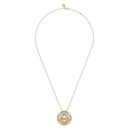 18K Yellow Gold Diamond Pendant Necklace