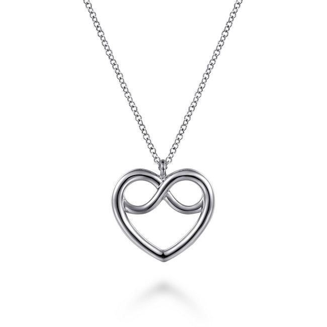 925 Sterling Silver Heart Love Knot Pendant Necklace