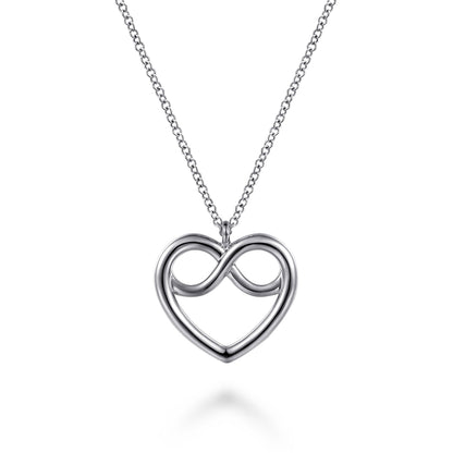 925 Sterling Silver Heart Love Knot Pendant Necklace