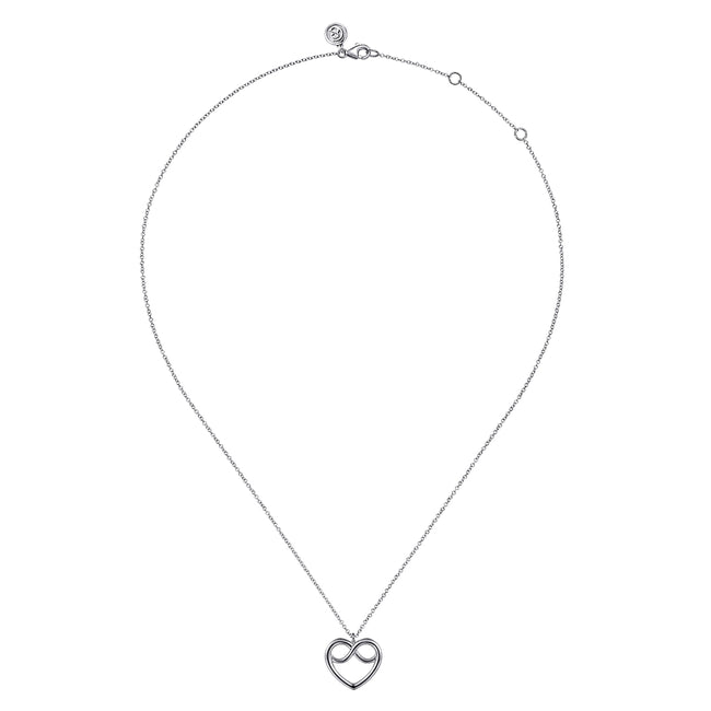 925 Sterling Silver Heart Love Knot Pendant Necklace