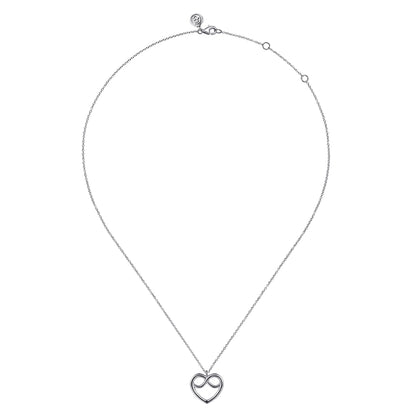 925 Sterling Silver Heart Love Knot Pendant Necklace