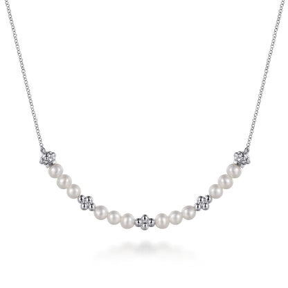 925 Sterling Silver Bujukan Pearl Station Necklace