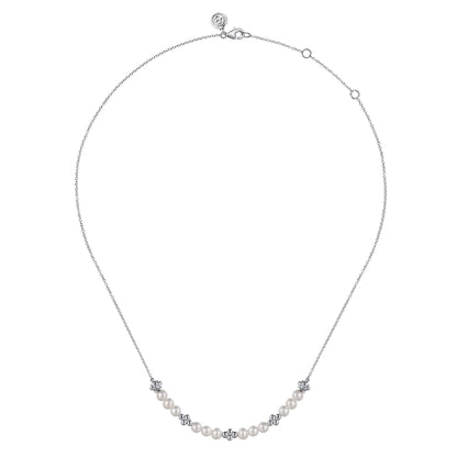 925 Sterling Silver Bujukan Pearl Station Necklace