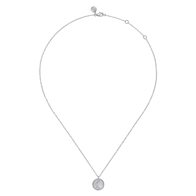 925 Sterling Silver Diamond Bujukan Moon Medallion Pendant Necklace