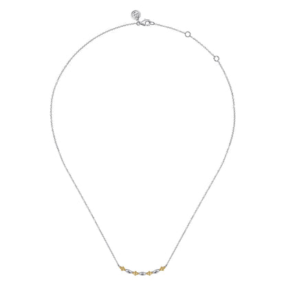 14K Yellow Gold & 925 Sterling Silver Bujukan Two Tone Bar Necklace