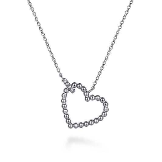 925 Sterling Silver Bujukan Heart Diamond Pendant Necklace