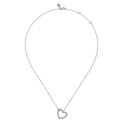 925 Sterling Silver Bujukan Heart Diamond Pendant Necklace