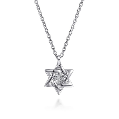 925 Sterling Silver Bujukan Diamond Star Of David Pendant Necklace