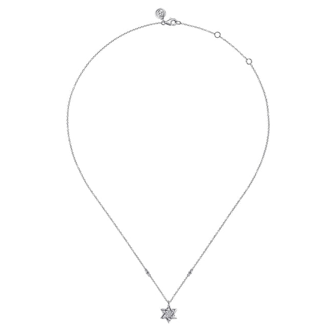 925 Sterling Silver Bujukan Diamond Star Of David Pendant Necklace