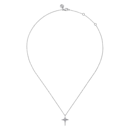 925 Sterling Silver Bujukan Diamond Cross Pendant Necklace