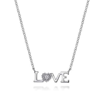 925 Sterling Silver Diamond Bujukan LOVE Pendant Necklace