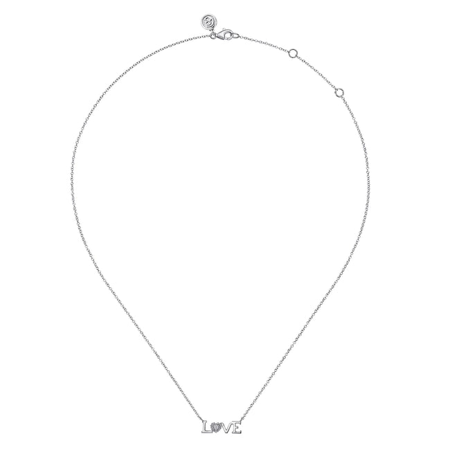 925 Sterling Silver Diamond Bujukan LOVE Pendant Necklace