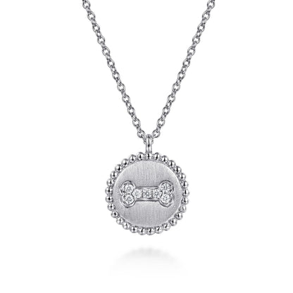 925 Sterling Silver Diamond Bujukan Bone Medallion Pendant Necklace