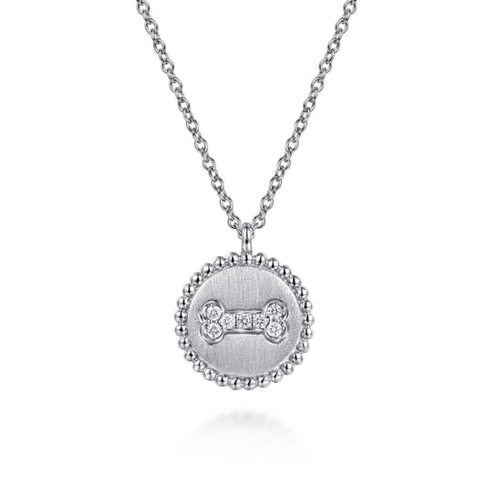 925 Sterling Silver Diamond Bujukan Bone Medallion Pendant Necklace