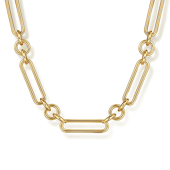 14K Yellow Gold Hollow Tube Link Chain Necklace