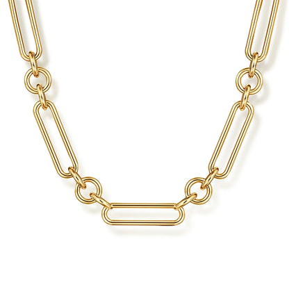 14K Yellow Gold Hollow Tube Link Chain Necklace