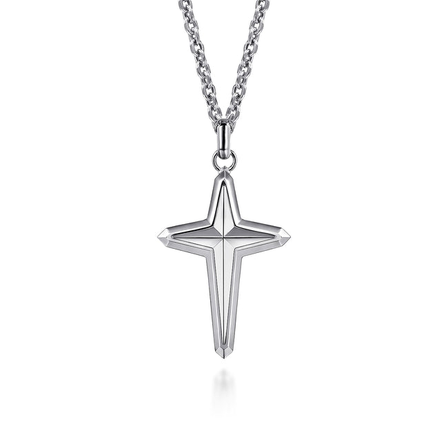 22 Inch 925 Sterling Silver Cross Pendant Necklace